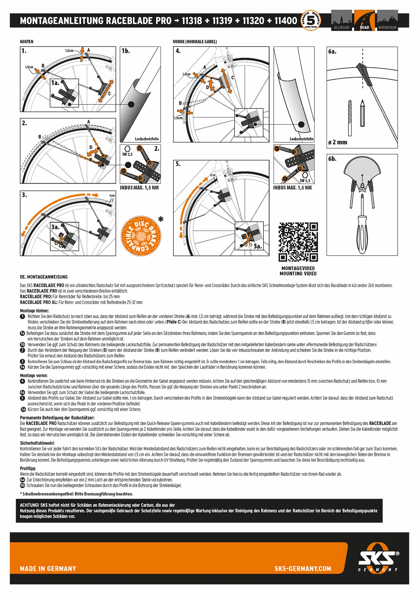 SKS Germany Kit De Garde-boue Raceblade Pro Noir 3 SKS Germany Kit De Garde-boue Raceblade Pro Noir – Image 3